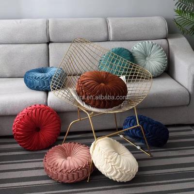 China Wholesale Solid Color Anti-Static Round Velvet Floor Pillows Crushed No-Slip Chair Pad Tatami Window Pad Soft Thick Bed Floor Cushion 40cm for sale