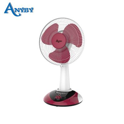 China Mordern 12inch AC/DC kennede factory emergency rechargeable fan electric table fan with LED light for sale