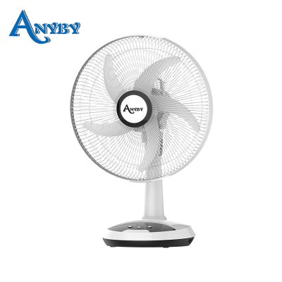 China AC/DC 16inch AC/DC kennede factory rechargeable battery backup usb table fan with LED light and timer for sale