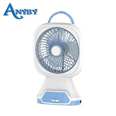 China AC/DC 6inch AC/DC Mini Rechargeable Electric Desk Fan With LED Night Light for sale