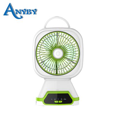 China AC/DC 6inch AC/DC Small Battery Backup Table Fan With LED Night Light for sale