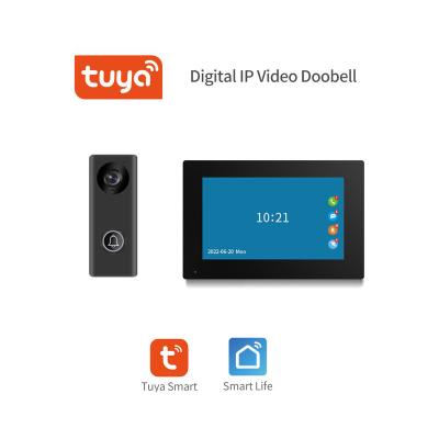 China Take photo 2022 new 7 inch ip tuya smart video doorbell intercom 48v poe connect by cat5e/cat6/cat6A network cable to unlock smart life for sale