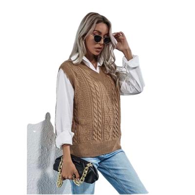 China Anti-pilling cable knit solid sweater vest plus size sweaters cardigan cos woman outnet knit women sweaters for sale