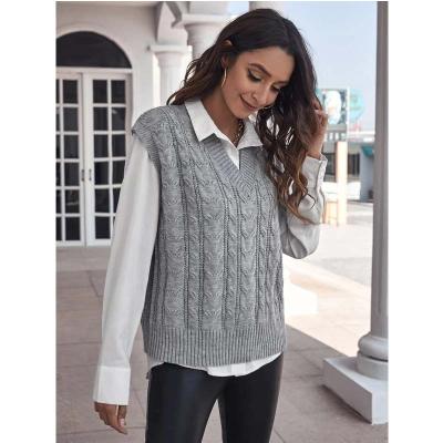 China Anti-pilling Cable Knit Sweater Vest Without Blouse With Mind Knitted Cos Sweater Women's Sweaters for sale