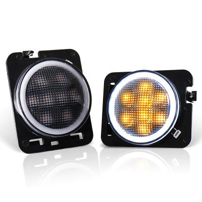 China Fit for Jeep Wrangler jk OVOVS JK Lighting System JK Auto White Fender Turn Signal Light Halo Side Beacon For Jeep JK JKU for sale