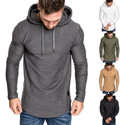 China New Anti-wrinkle men's color-matching leather irregular edge hooded casual long-sleeved multicolor T-shirt for sale