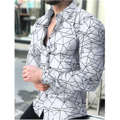 China Slim Blusas De Fiesta Men's Long Sleeve Solid Shirts Multicolor Anti-pilling Style Casual Ethnic Floral Fashion Men's Shirts for sale