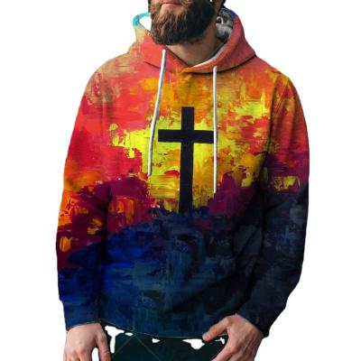 China Anti-wrinkle 3d series cross loose hoodie digital printing fashionable men's sweatshirt round neck hoodies for sale