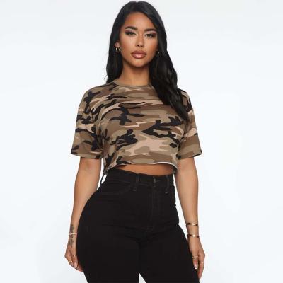 China Anti-wrinkle show waist camouflage loose short print sports lightly casual plus size t-shirt for sale