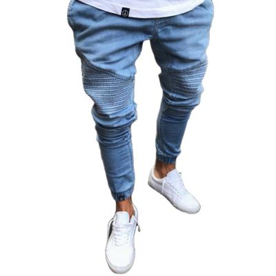 China Fashionable Jeans Mens Breathable Fashion Light Blue Snug Fit Loose Tapered Pants for sale