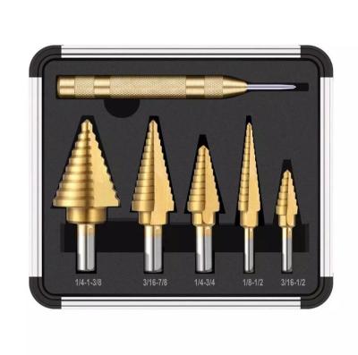 China Metal Drilling 5pcs HSS Step Drill Bit Set With Center Punch for sale