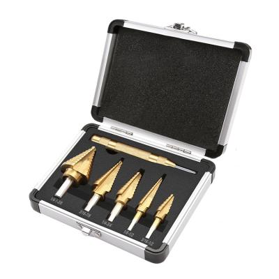 China High Quality 5pcs Step Metal Drill Bit Set With Center Punch for sale