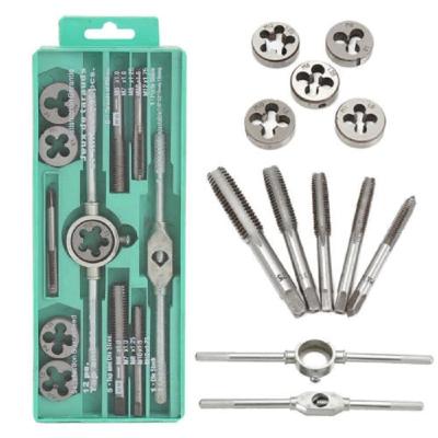 China 12PCS/SET Alloy Steel GCR15 Metric Tap Die Set M3-M12 Screw Thread Taps Wrench Dies Wrench Screw Threading Hand Tools Screw Tap And Die Set for sale