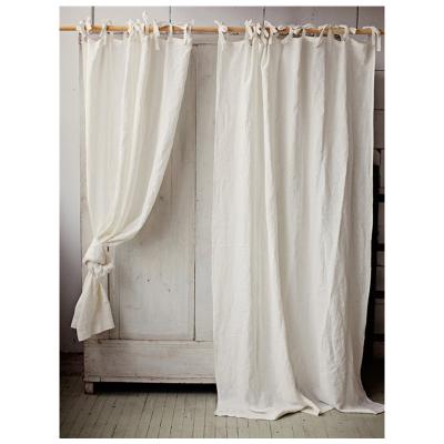 China Custom Size Anti-bacteria Luxury Linen Linen Stone Washed 100% Pure Stonewashed Sheer Curtain With Ties Home Textiles Window Curtain for sale