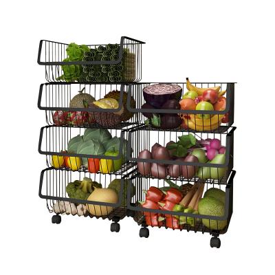 China Drain Frame 3 Tier Stainless Steel Fruit Rack Vegetable Storage Rack Sustainable Modern Home Basket for sale