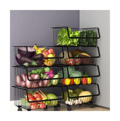 China Sustainable Type Multi Layer Storage Baskets Stainless Steel Kitchen Floor Vegetable Racks for sale