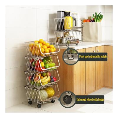 China Freely Sustainable Combinable Organizer Storage Racks 304 Stainless Steel Kitchen Storage Shelf / Rack for sale