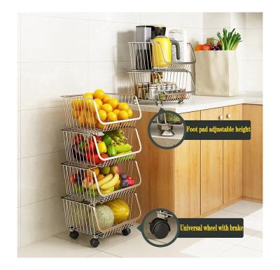 China Durable Household Storage Shelf Kitchen Stainless Steel Vegetable Storage Rustproof Rack for sale