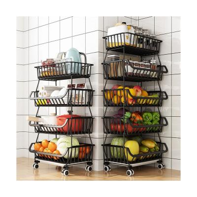 China Kitchen Sustainable New 4 Tier Black 5 Layers Fruit Vegetable Rack Universal Fruit Rack for sale