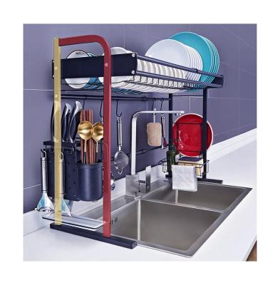 China Viable Waterproof Painted Telescopic Organizer 201 Stainless Steel Sink Storage Rack Kitchen Sink Rack for sale