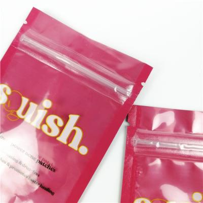 China Biodegradable Low Moq Small Jewelry Packaging Recyclable Skin Care Product Bag For Make Up PVC Zip Lock Pink Cosmetic Packaging for sale