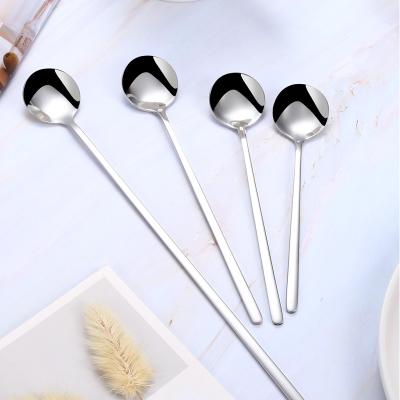 China Sustainable 304 Stainless Steel Ice Cream Spoon Teaspoon Teaspoon Round Bowl Spoon for sale