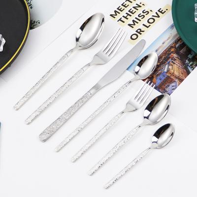 China Sustainable Stainless Steel Flatware With Stone Texture for sale