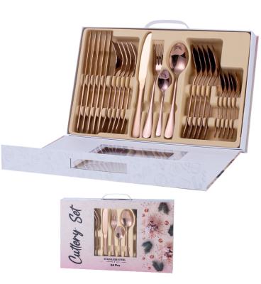 China Sustainable Stainless Steel Flatware 24pc Sets Window Box for sale