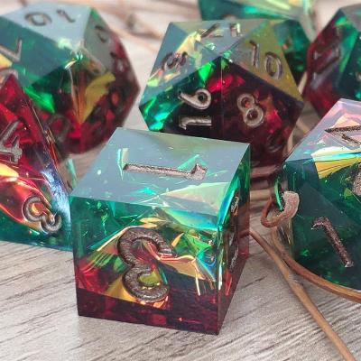 China Dnd MINI PLANET Jungle Fire Die Sets Dragons RPG Board Game Resin Dice Game DND Polyhedral Dice D6 and Dice Sets D6 for sale