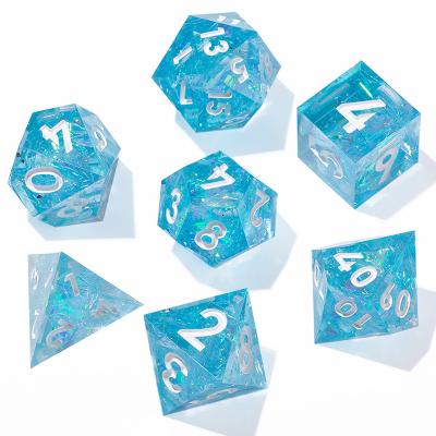 China DND Game TTRPG MTG Math Teaching Explore Mini Planet Kickstarter Dice Frozen Prism Blue DND Die Sets Polyhedral Resin Dies D&D D20 Design RPG MTG Unique Table Games for sale