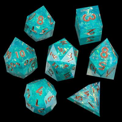 China Custom Dnd 7pcs/set Resin Polyhedral Dies D4 D6 D8 D10 D% D12 D20 Dungeons And Sharp Dragons RPG Game Dice Set D&D MINI PLANET for sale