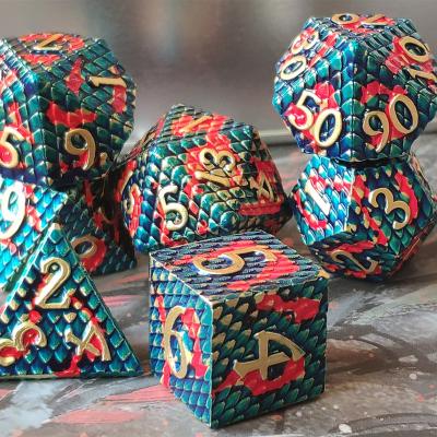 China Dnd Color Metal Die Cut Dungeons and Dragon Dice 7pcs/set Solid Dies Set Drop Shipping D4 D6 D8 D10 D100% D20 DND Dragons RPG Board Game for sale