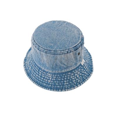 China Unisex Light and Thin Sun Protection Embroidery Denim Bucket Hat Lattice Fisherman Bucket Hats for sale