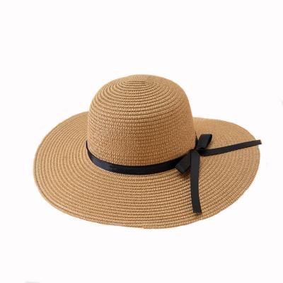 China Eco - Friendly Summer Women Straw Hats Foldable Soft Wide Brim Straw Sun Hat for sale