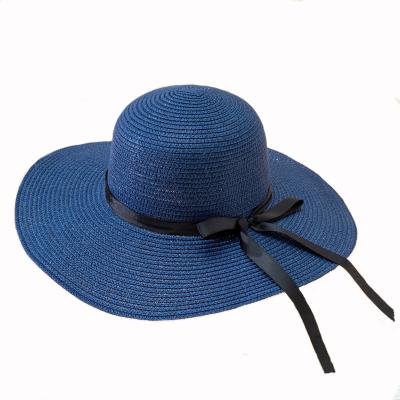 China Eco-Friendly Women Foldable Soft Wide Brim Straw Sun Hat With Color Custom Women Beach Panama Hat Simple Straw Hats for sale