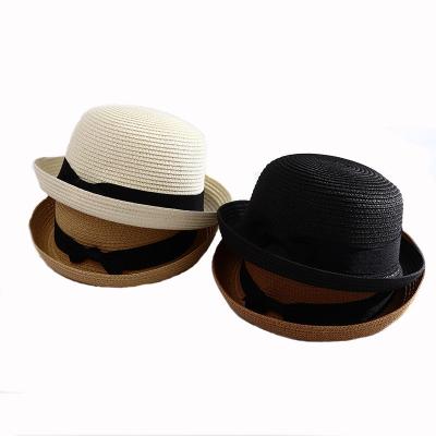 China Eco-Friendly Women Fashion Beach Straw Hat Adult Unisex Panama Straw Hat Folding Simple Straw Hat for sale