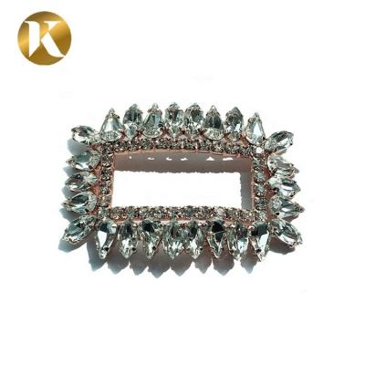 China Custom Rectangle Type Crystal Shoe Buckles Iron Or Copper Material for sale