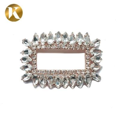 China Rectangle Style Crystal Shoe Buckles Outer Diameter 6.2cm*4.1cm for sale