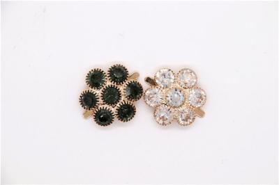 China Decoration Rhinestone Shoe Clips Elegant Style Nickle / Black / Gold Color for sale