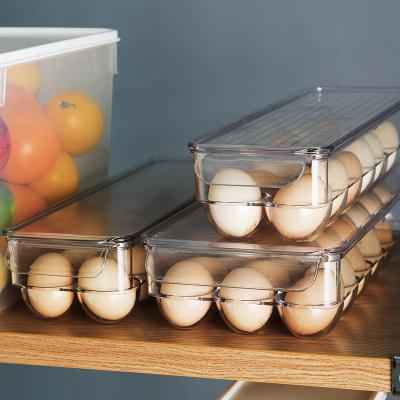 China 14 Rack Plastic Freezer Egg Storage Box Good Quality Pet Fridge Freshness Keeping Storage Container Kitchen Fridge Clear Organizer for sale