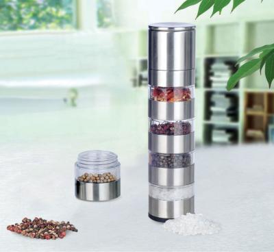 China 5 in 1 stainless steel pepper mill for sale