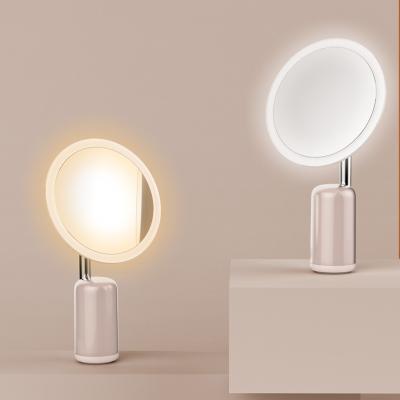 China Hot Selling Lighted Led Beauty Portable Desktop Round Touch Screen Makeup Mirror With Led Light Smart Flat Mirror for sale