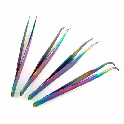 China Durable Custom Logo Rainbow Color Lahes Tweezers Lash Tweezers Supplies Private Label for sale