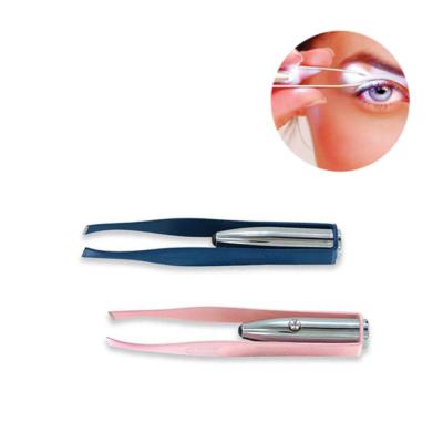 China Best Durable Stainless Steel Eyebrow Tweezers With LED Light Eyebrow Tweezers In Custom Color for sale