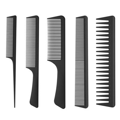 China Home Custom Logo High Quality Black Straight Hair Combs Pro Salon Hairdressing Carbon Fiber Anti-Static Comb for sale