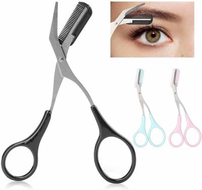 China Wholesale Stainless Steel Eyebrow Trimmer Stainless Steel Beauty Tool Eyebrow Scissors With Comb for sale