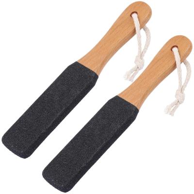 China Nail Care Customized High Quality Exfoliation Handle Carborundum Wooden Pedicure Foot File for sale