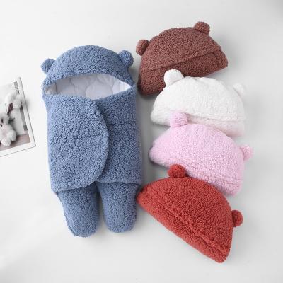 China Newborn Winter Sleeping Baby Size Warm Soft Plush Baby Over Bag Wrap Baby Blanket Sleeping Bag for sale