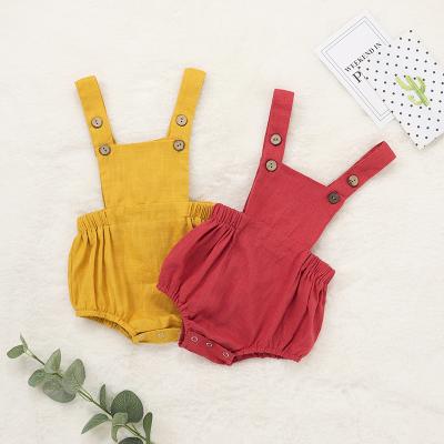 China 100% cotton summer solid color rompers gold baby clothes snap button baby rompers for girl for sale