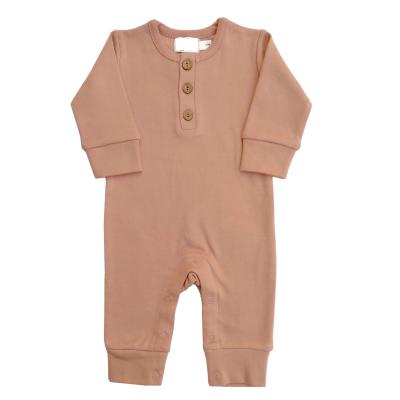 China 100% Cotton Baby Long Sleeve Jumpsuit Zipper Casual Custom Snap Romper Babies Simple Colors Rompers for sale